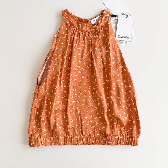 Rodebjer designer sleeveless halter pattern bubble hem blouse NWT size med - Picture 5 of 8